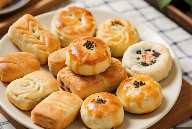 2 (2) Mixed-Style Puff Pastry Chinese Pastry Platter - Image 1