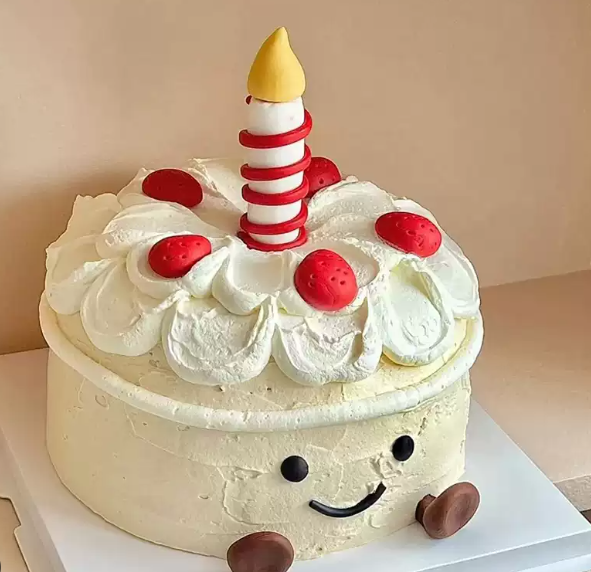 8 (2) Cartoon Smiley Face Fun Birthday and Holiday Cake - Image 1